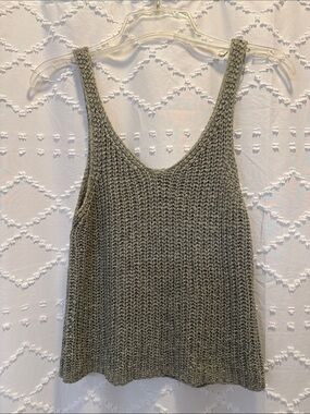 Crochet Tank Moon & Madison women small summer vacation green